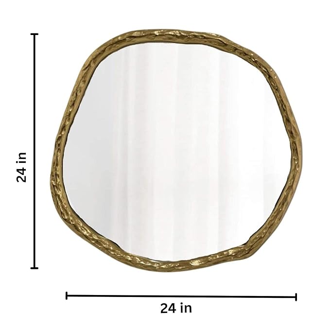 Hammered Vintage Gold Frame Glass Mirror	