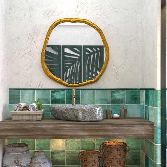 Hammered vintage glass wall mirror for unique home decor