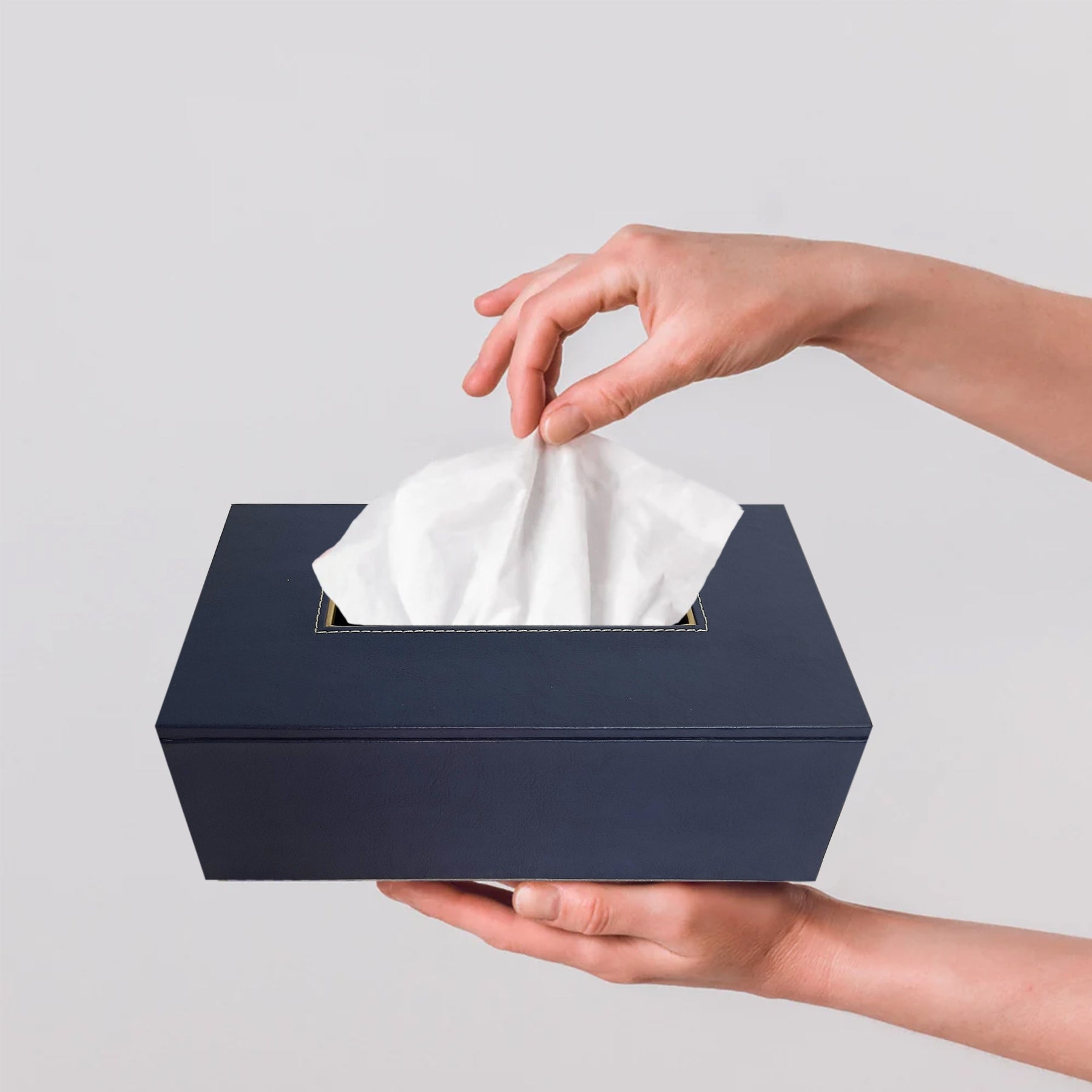 Handcrafted leather tissue box for elegant interiors
