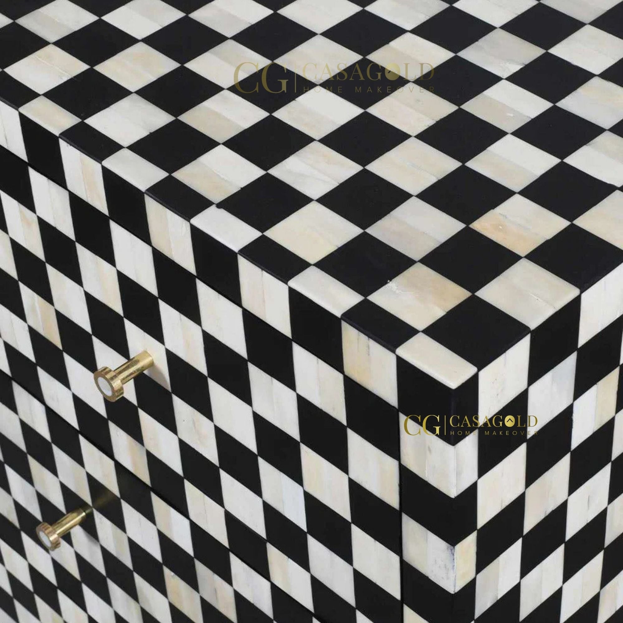 checkmate-style bone inlay cabinet for luxurious spaces
