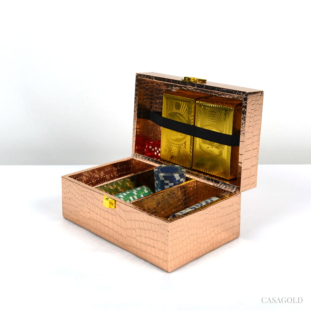 Handcrafted leather poker set for elegant entertainment
