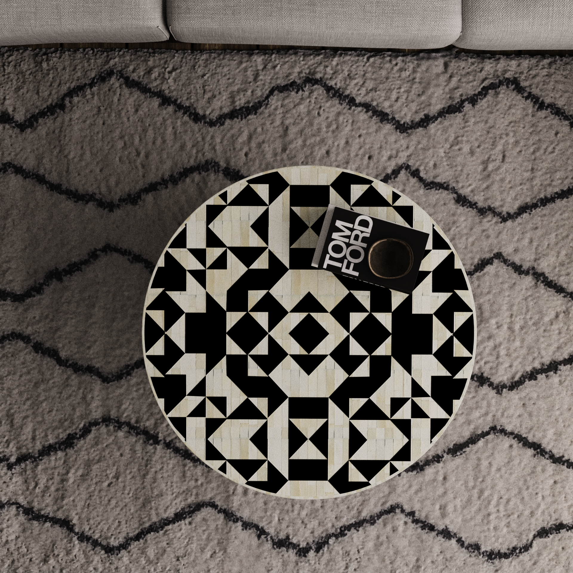 Handmade Round Inlay Table for Elegant Decor
