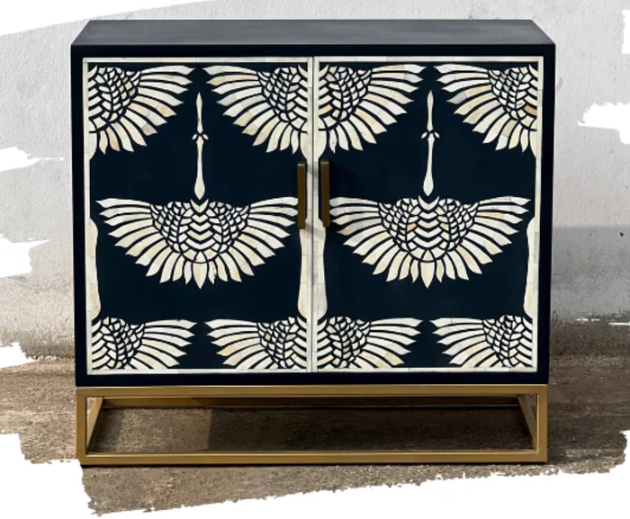 Indian Bone Inlay Storage Cabinet	