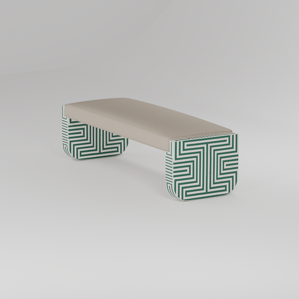 Inspired by the intricate maze-like geometric pattern that defines the piece.