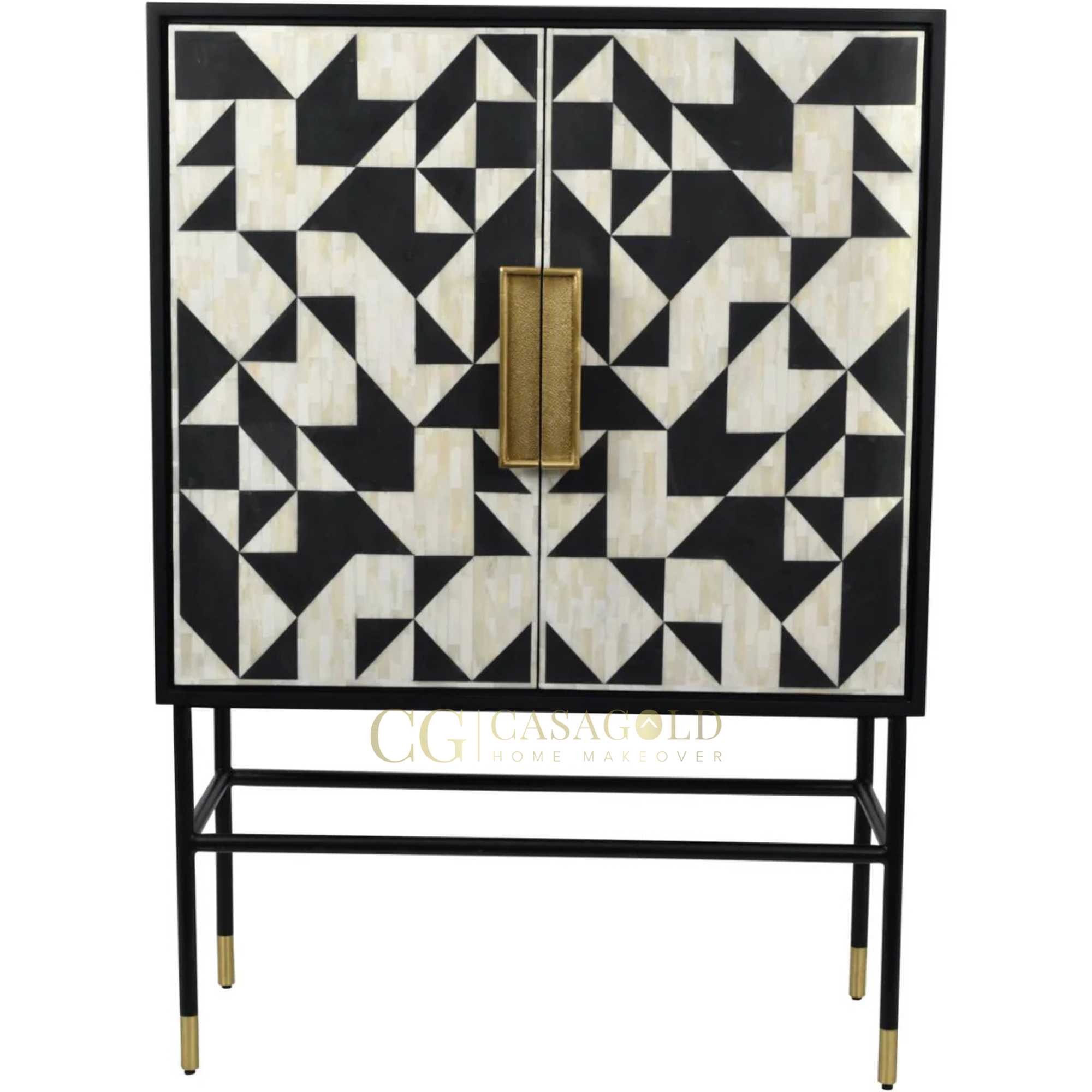 Kingsley Diamond Bone Inlay Storage Cabinet	