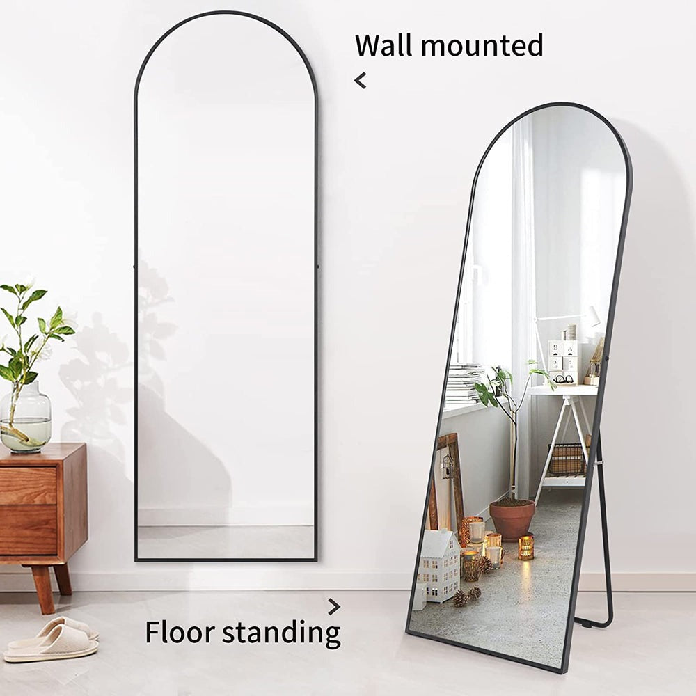 Large Arch Shaped Wall Hook with Floor Standing glass mirror for a minimalist look