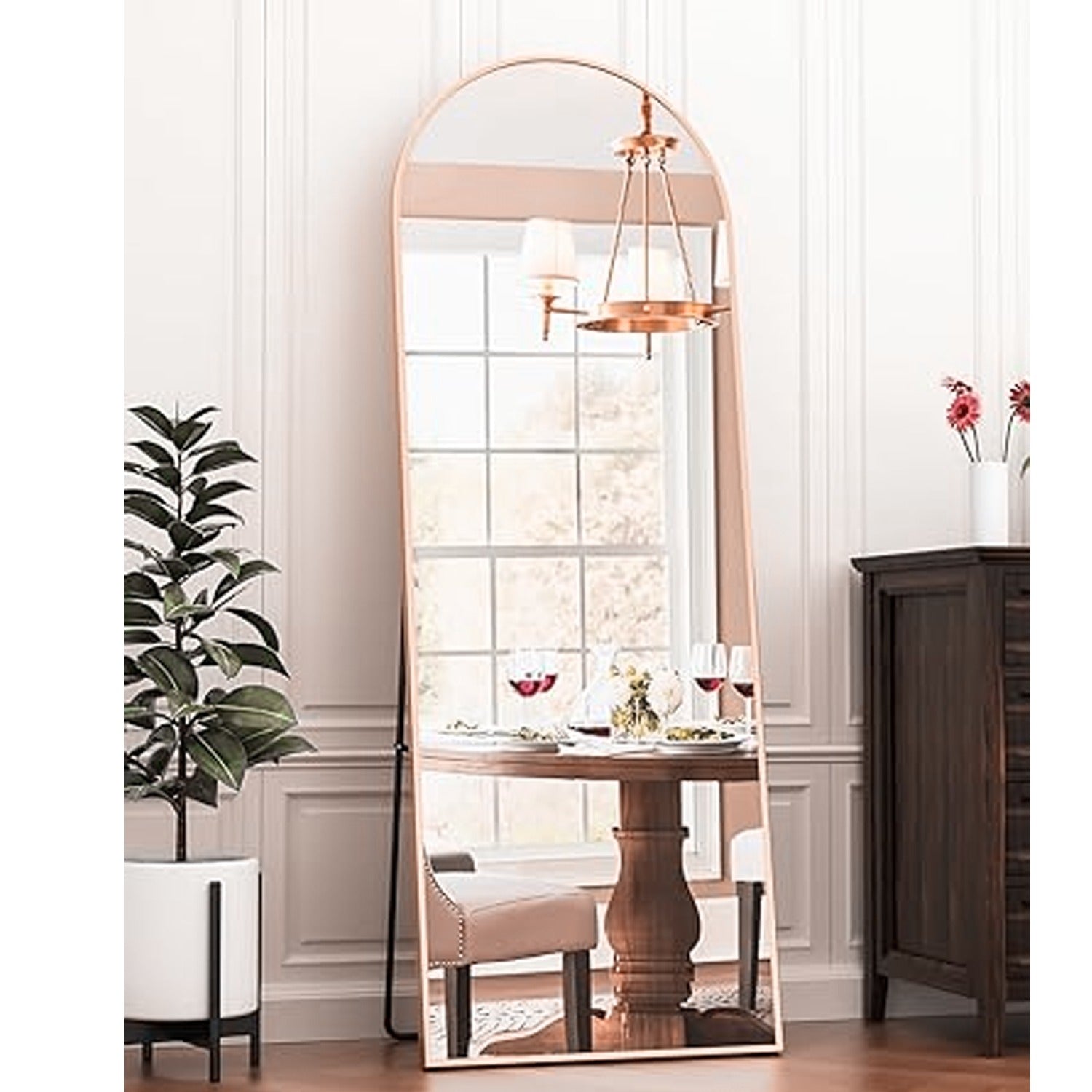 Large Rosegold frame Steel glass mirror for a minimalist look