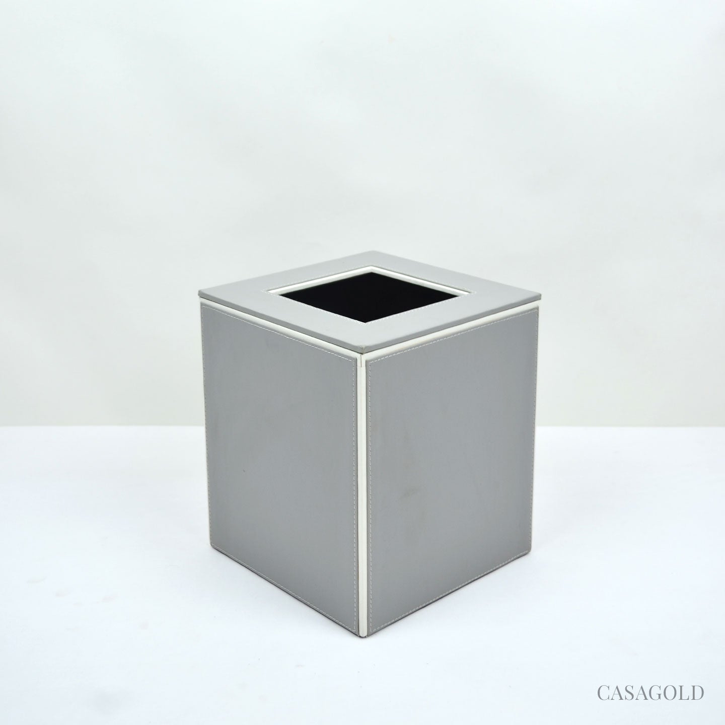 Leather Grey Dustbin for Rustic and Luxury Interiors	