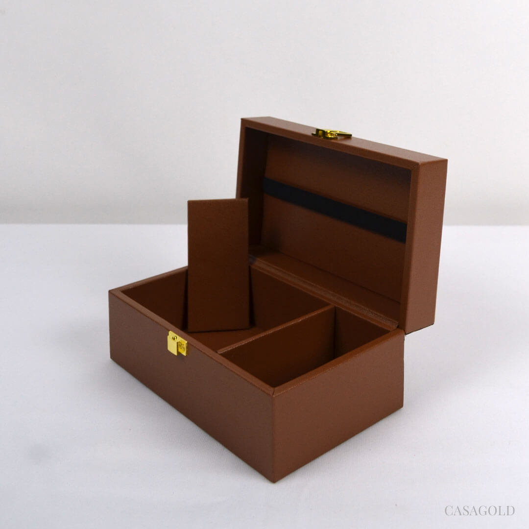 Leather poker set with organized storage case
