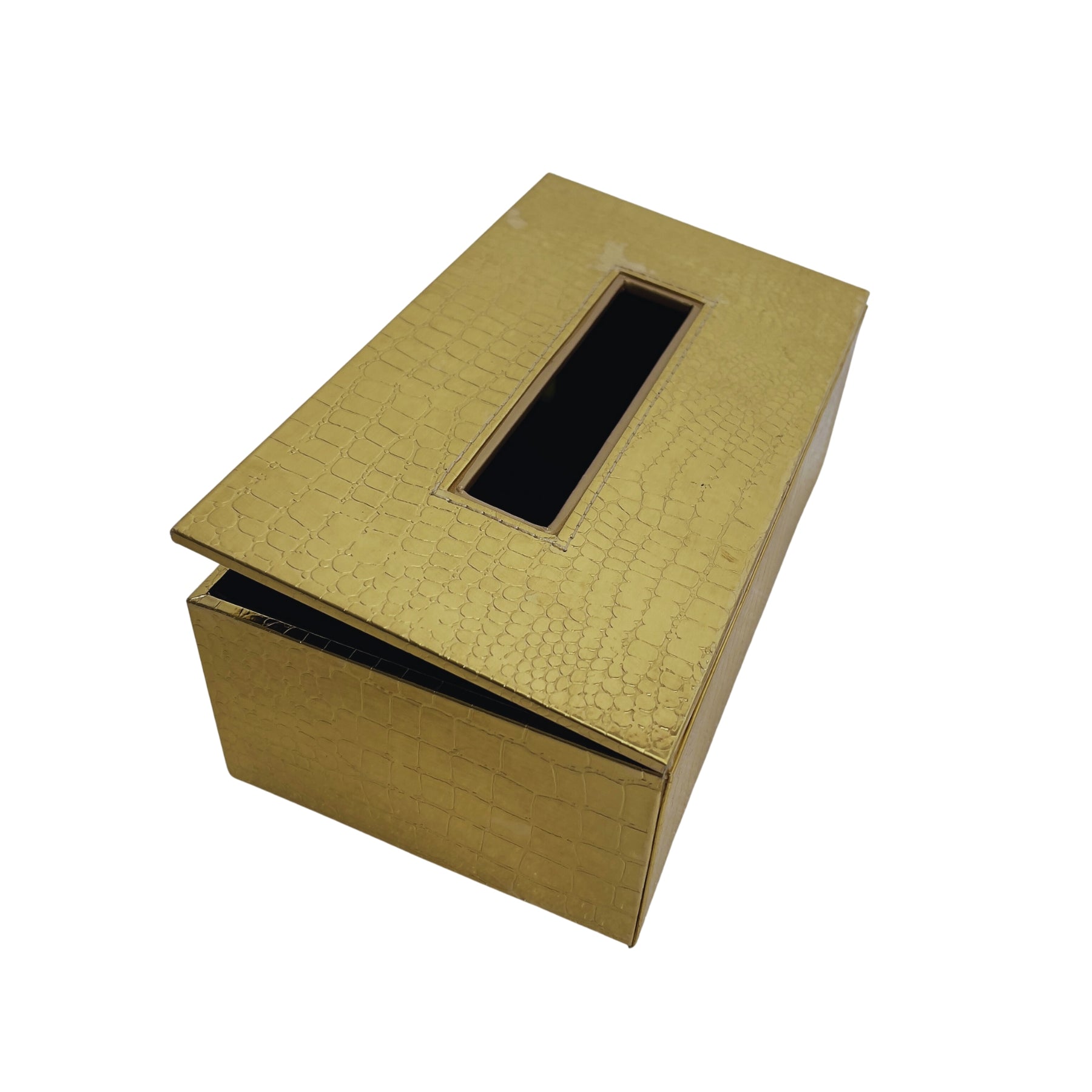 Elegant leather tissue box with secure lid
