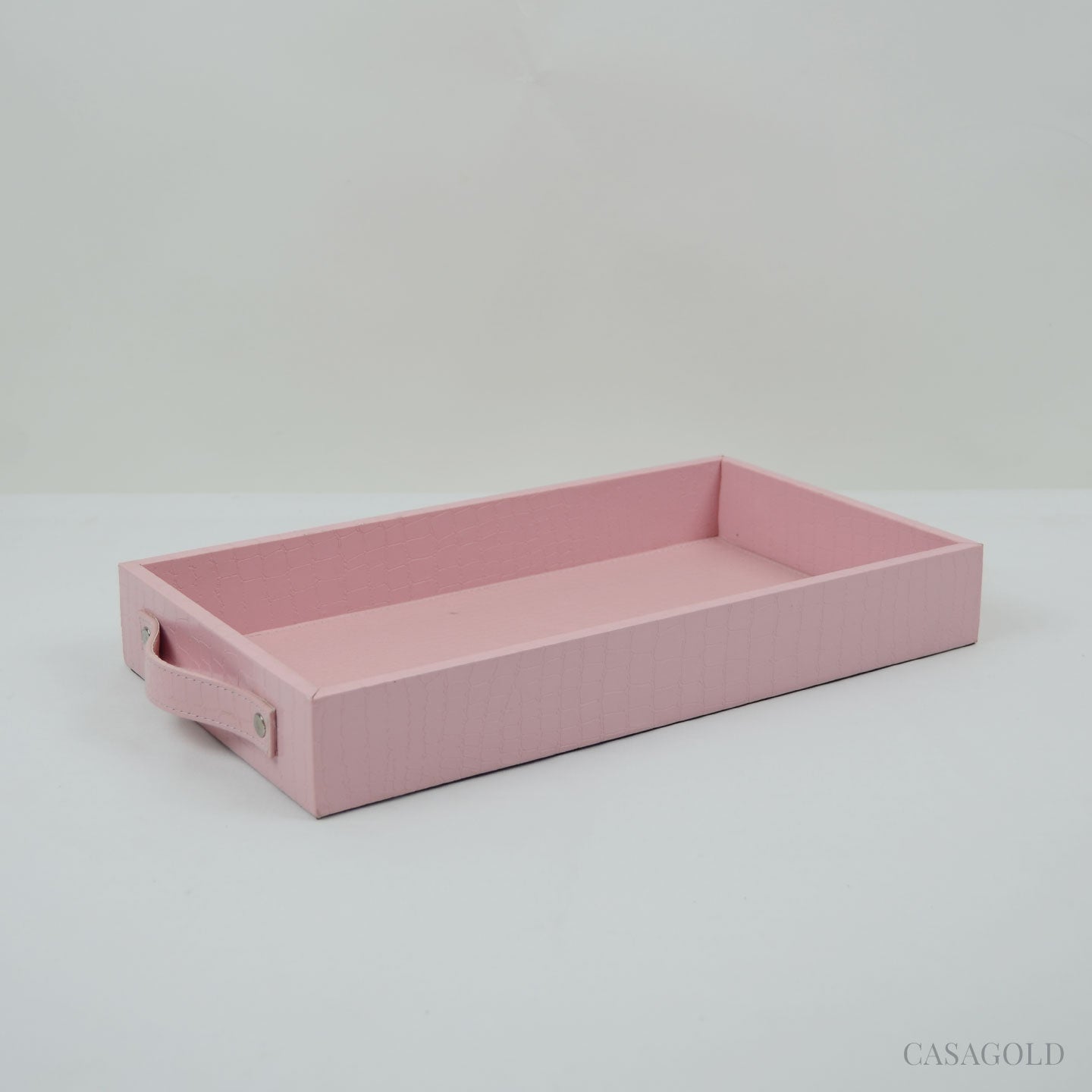 Luxurious leather tray for vanity and bathroom use
