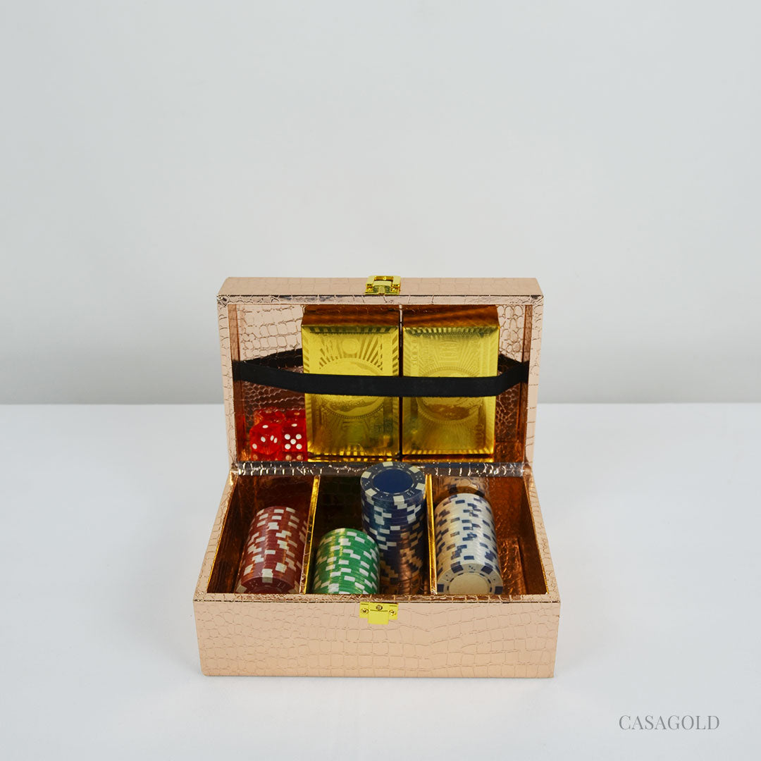 Leather poker set with chips for stylish gaming
