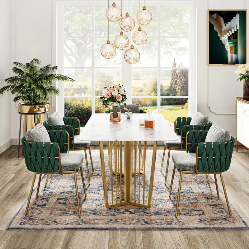 Luxe Oval White Metal Dining Table	