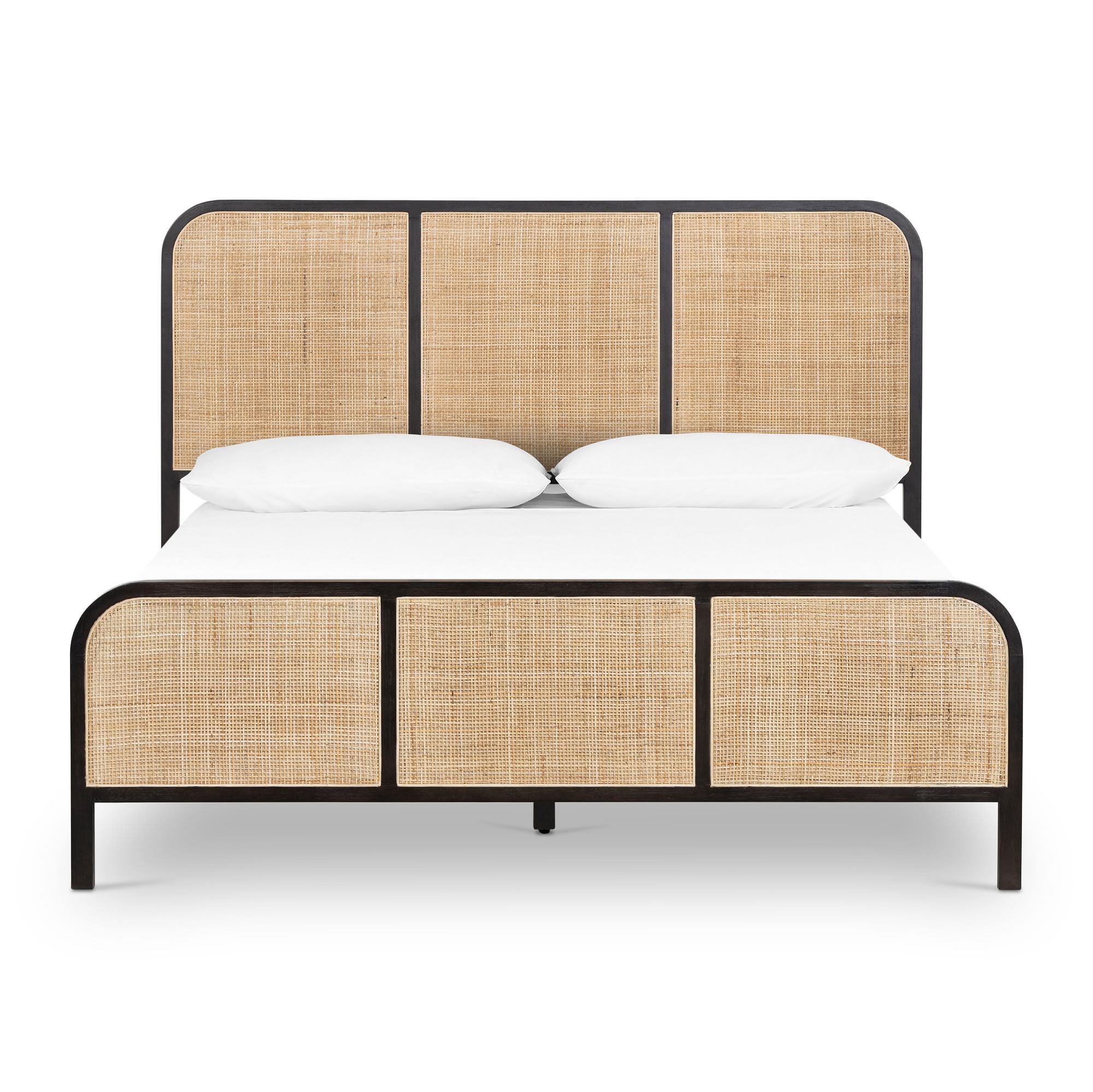 Luxurious wings bed frame with soft upholstery