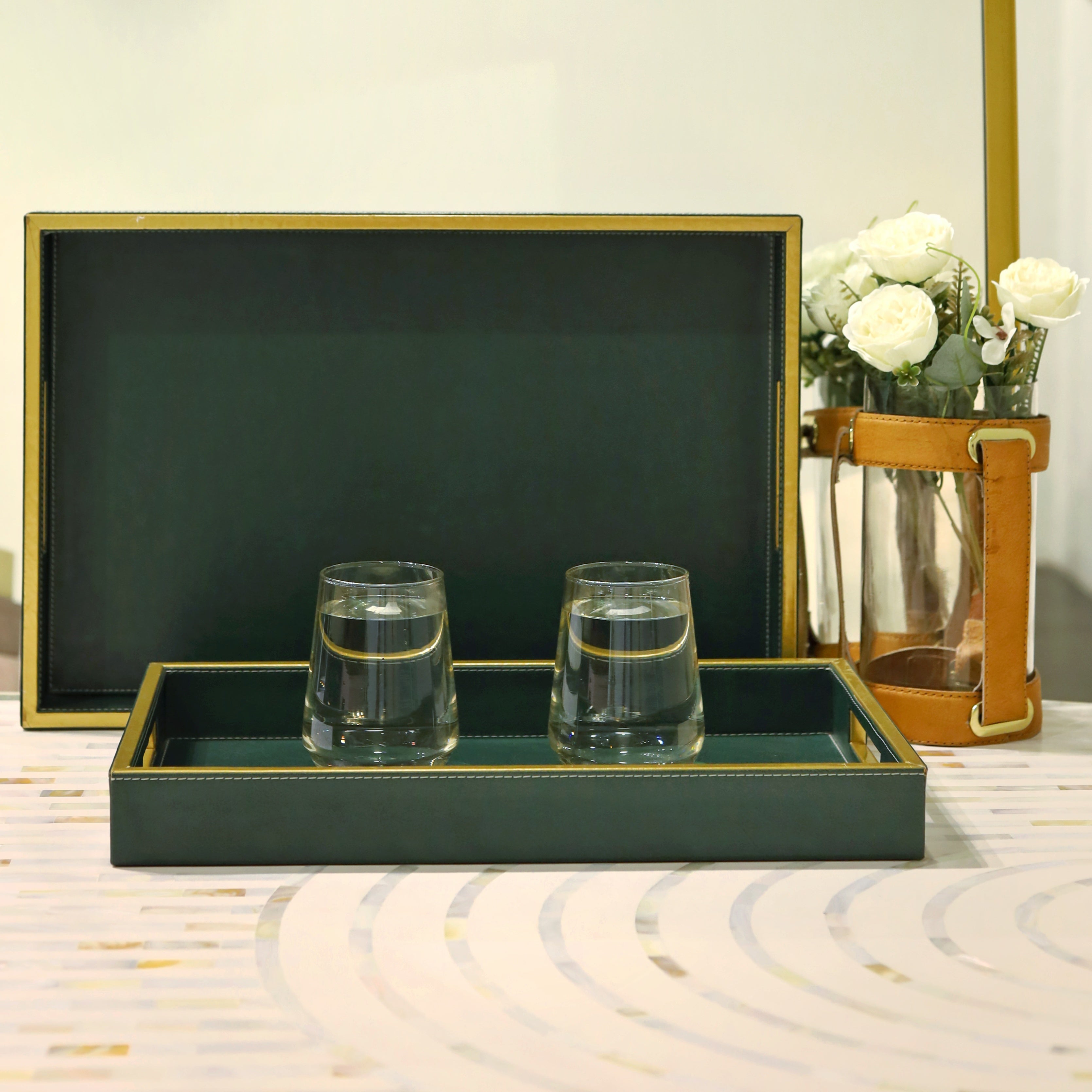 Leather tray for organizing luxury pieces