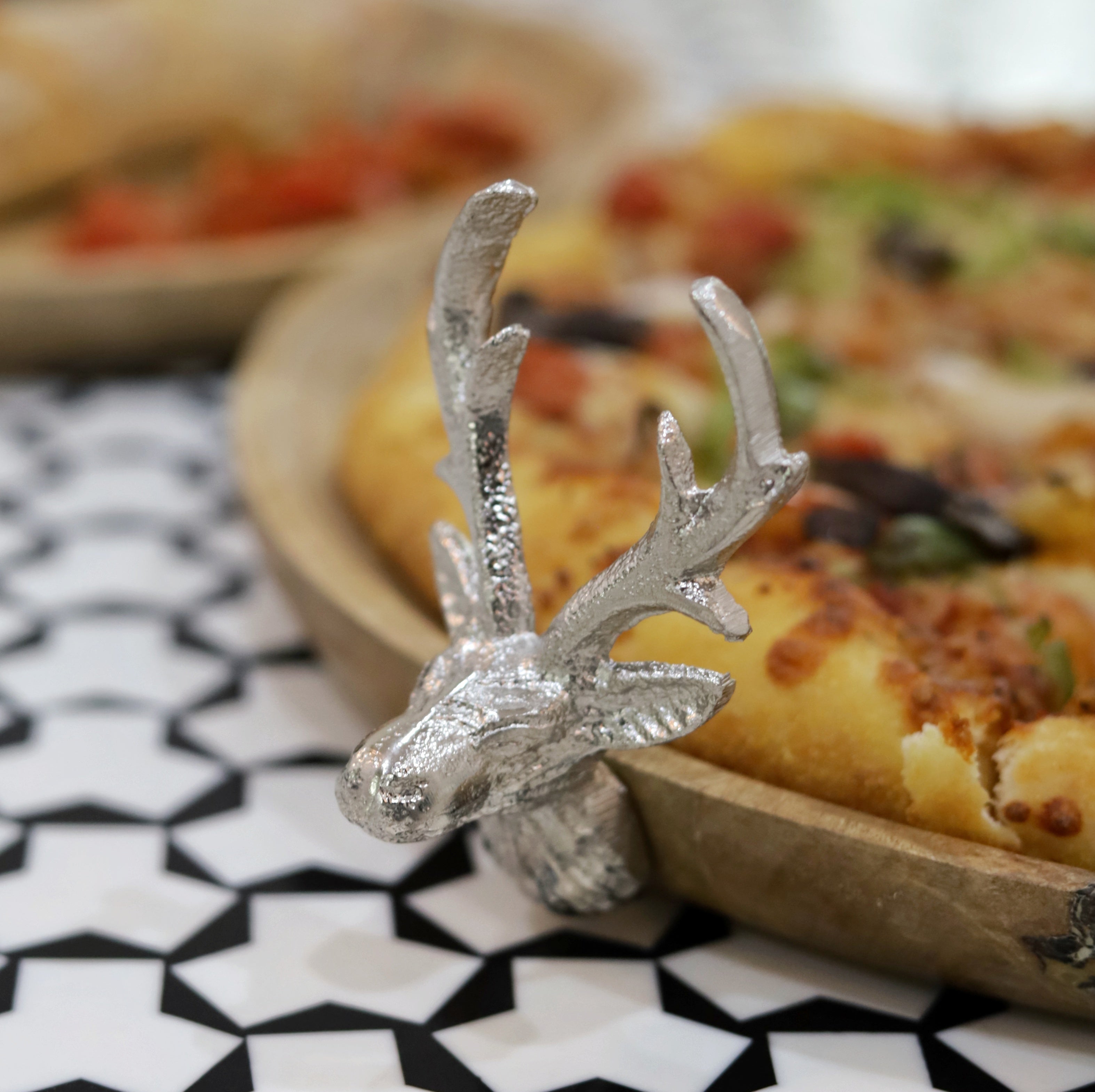 High-end wooden tray featuring a stag design
