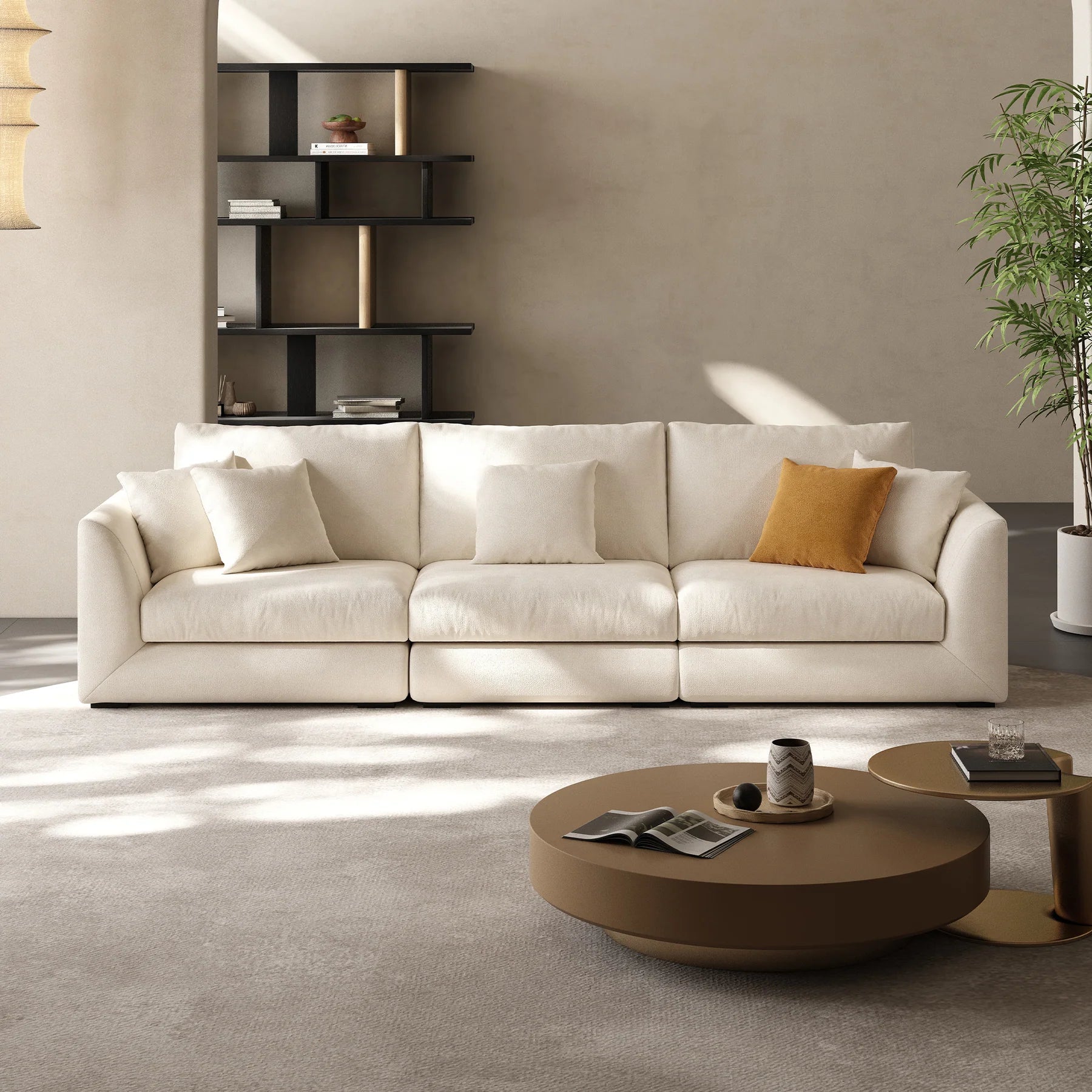 Luxury charcoal sofa with deep seating and clean lines – perfect for modern living rooms
