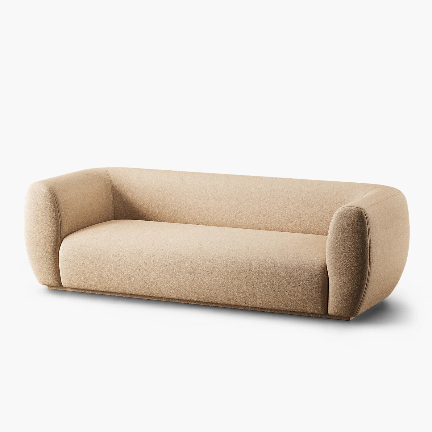 Luxury modern sofa with sculptural silhouette and wraparound armrests
