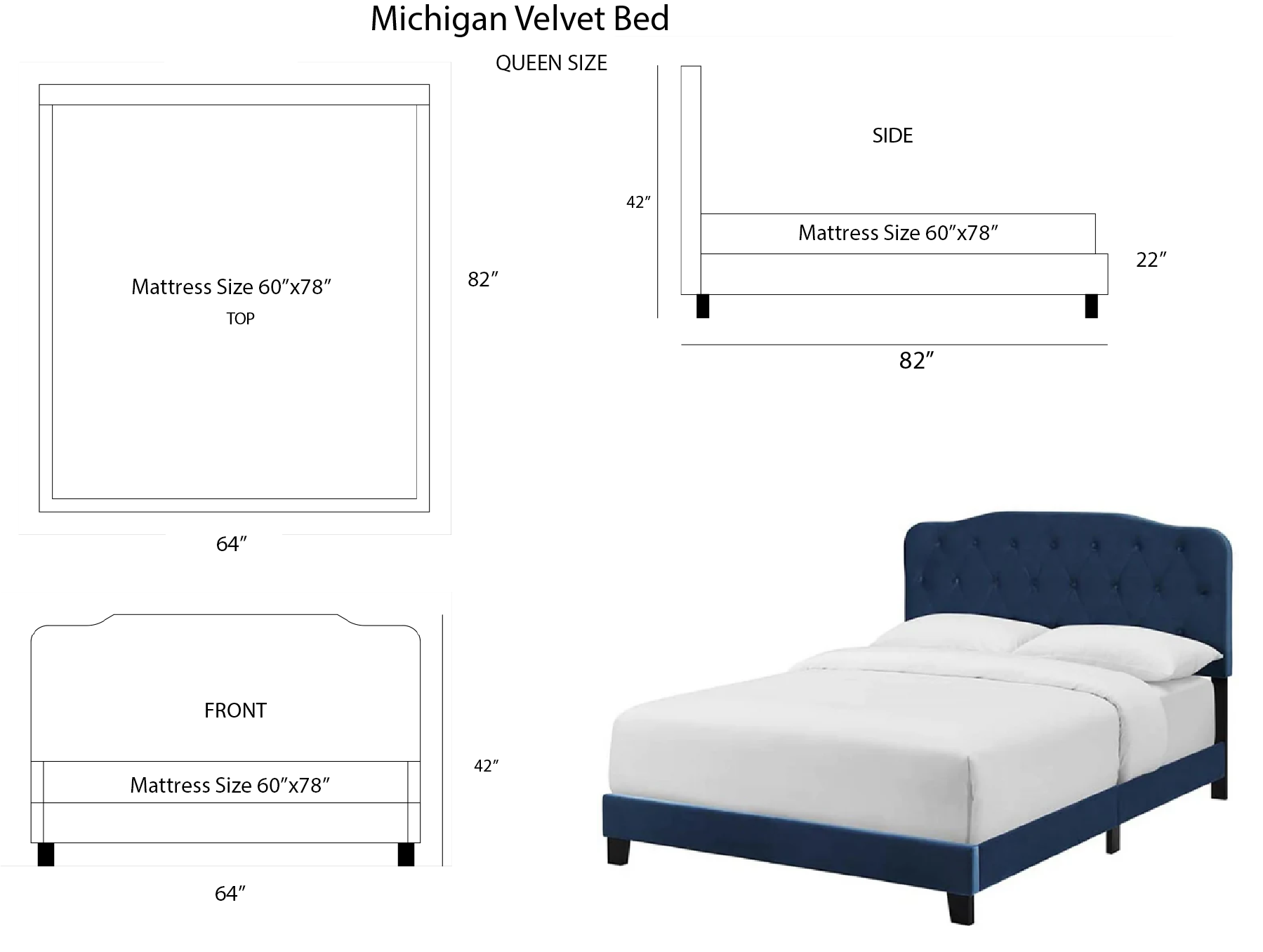Michigan Velvet Bed
