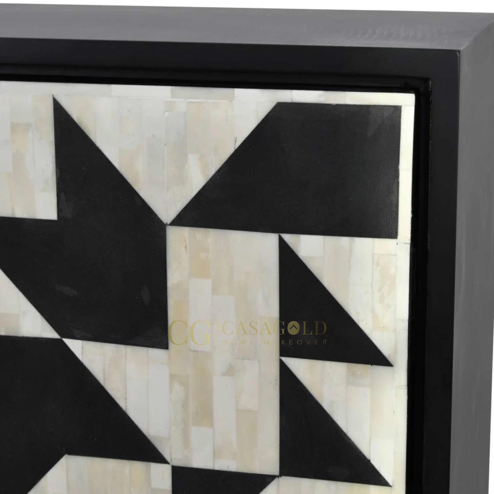 Minimalist Black Bone Inlay Storage Cabinet	