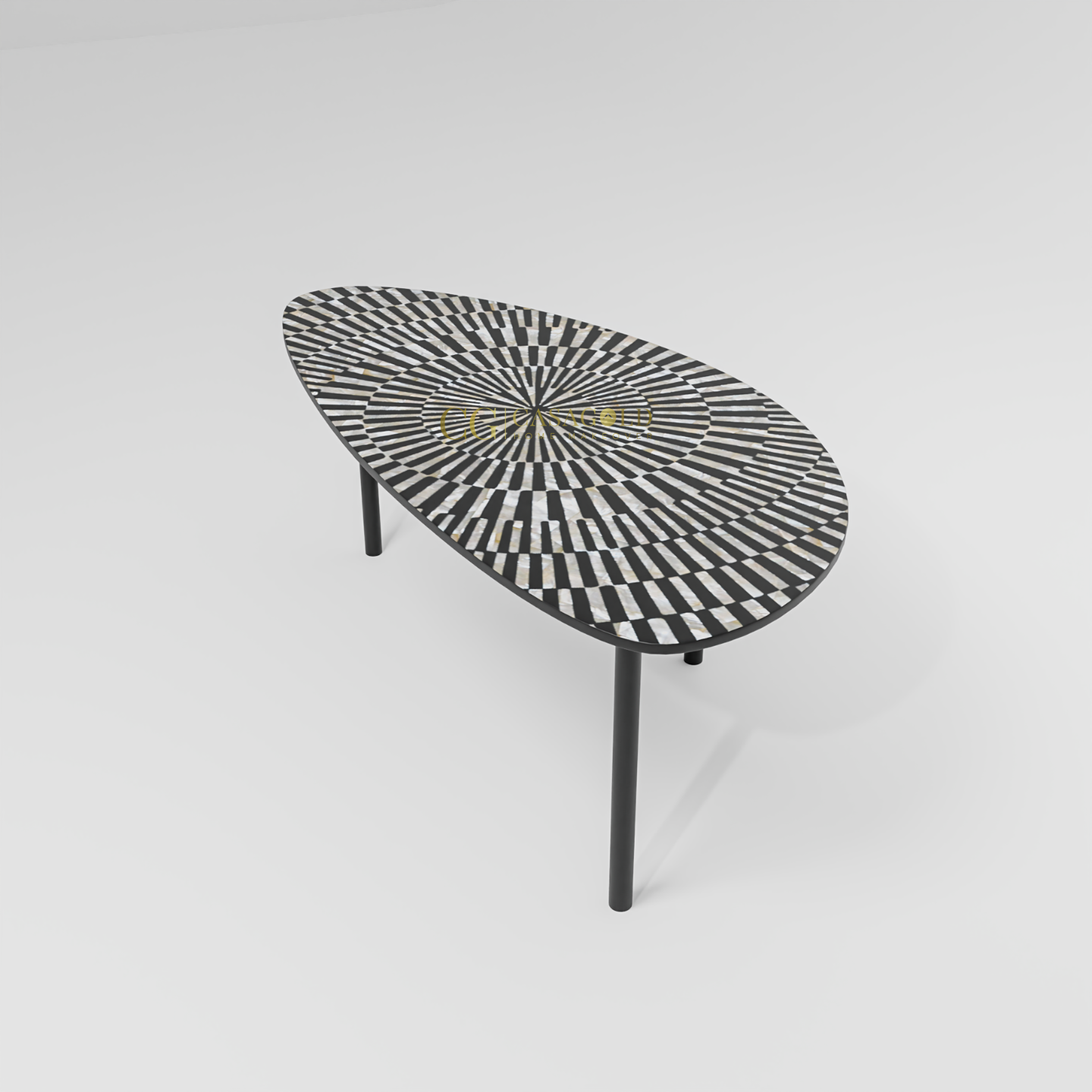 Elegant round dining table with artistic surface design