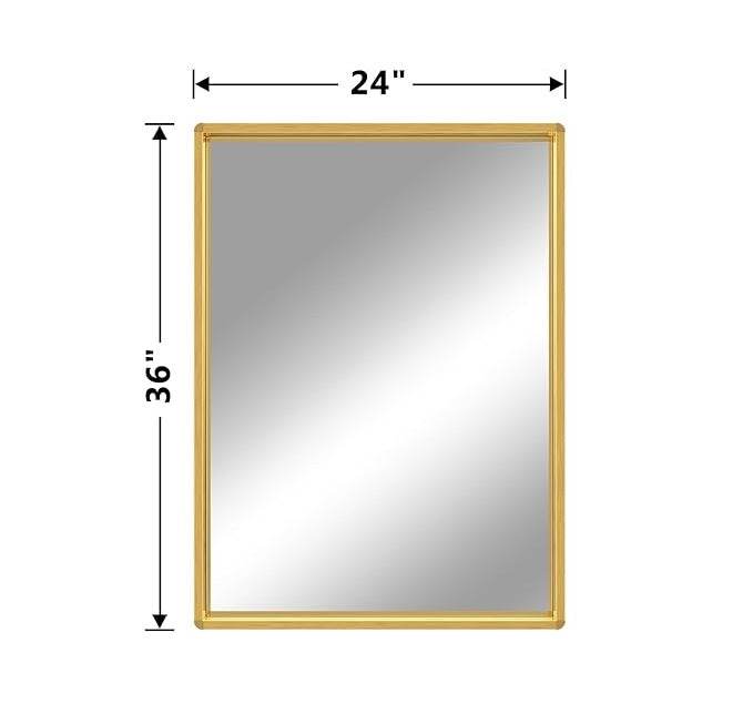 Minimalist Gold finish Steel Frame Rectangle Glass Mirror	