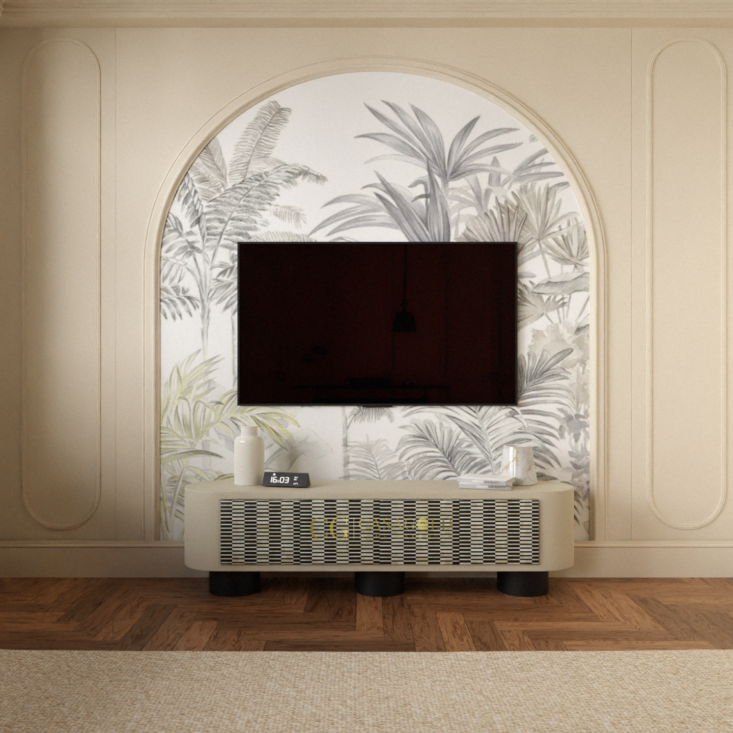 Modern Media Unit with Storage	