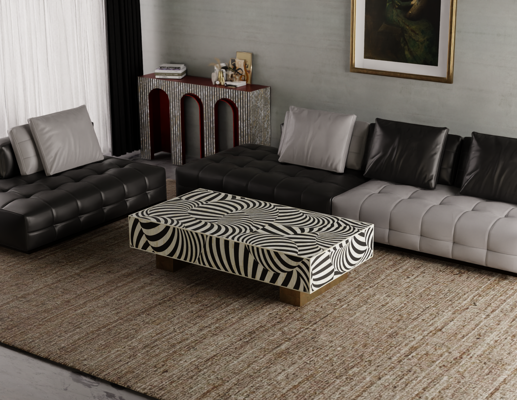 Modern Bone Inlay Rectangular Coffee Table Style