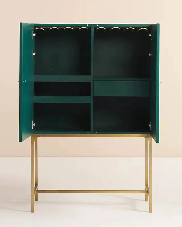 Modern Chevron Bone Inlay Storage Cabinet	contemporary bar cabinet