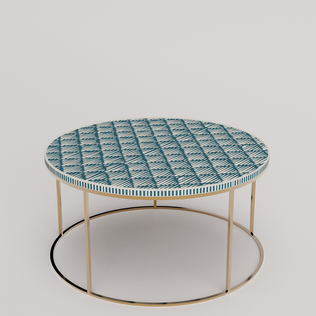 Modern Round Bone Inlay Table	