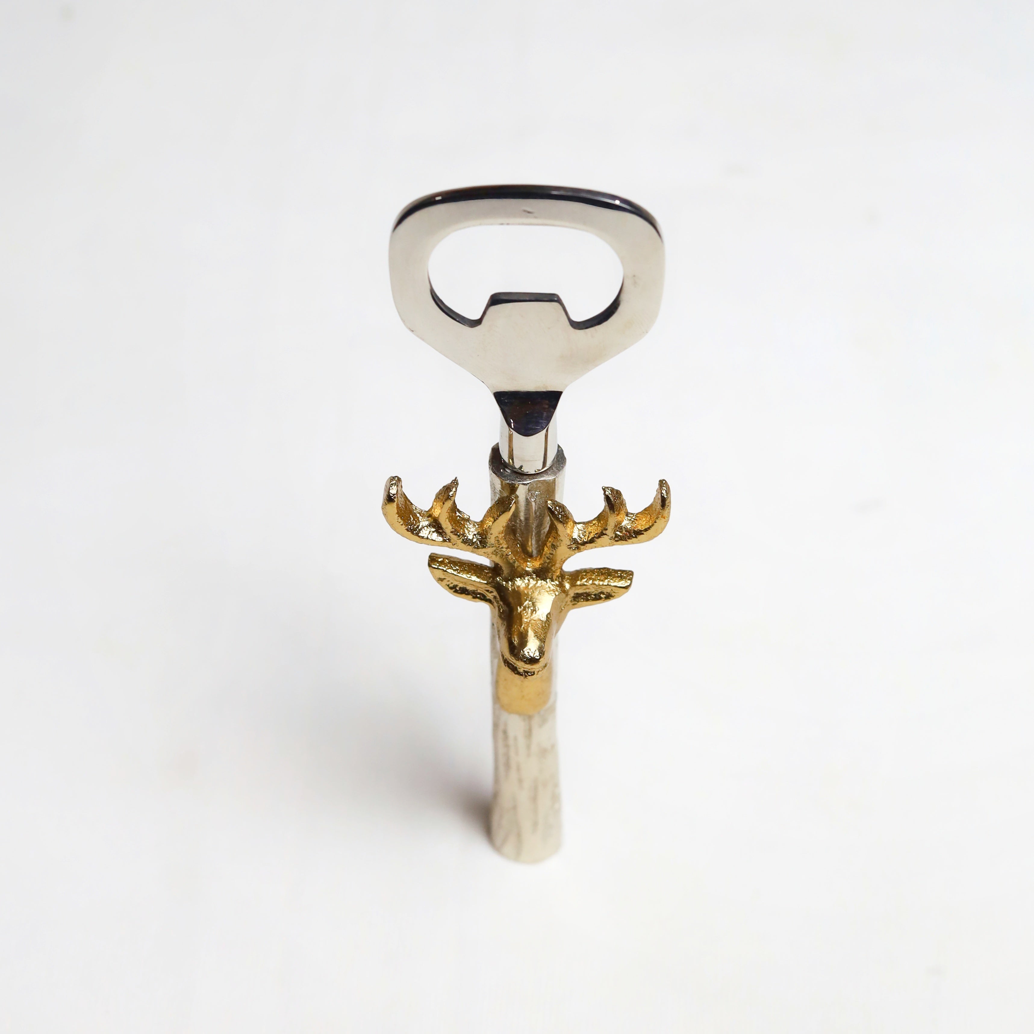 Stylish wine opener with contemporary stag head design
