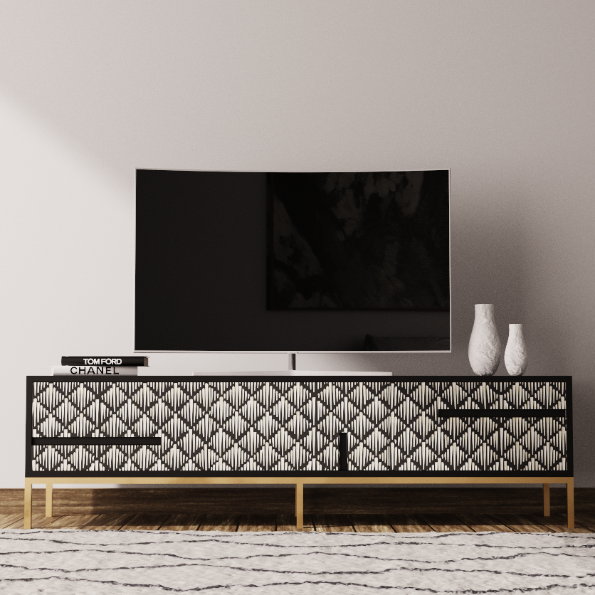 Modern Walnut Media Unit with Sleek Storage Design	