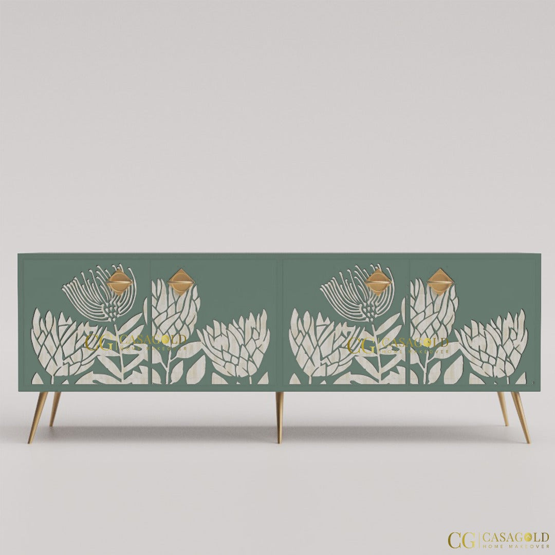 Modern design bone inlay media console
