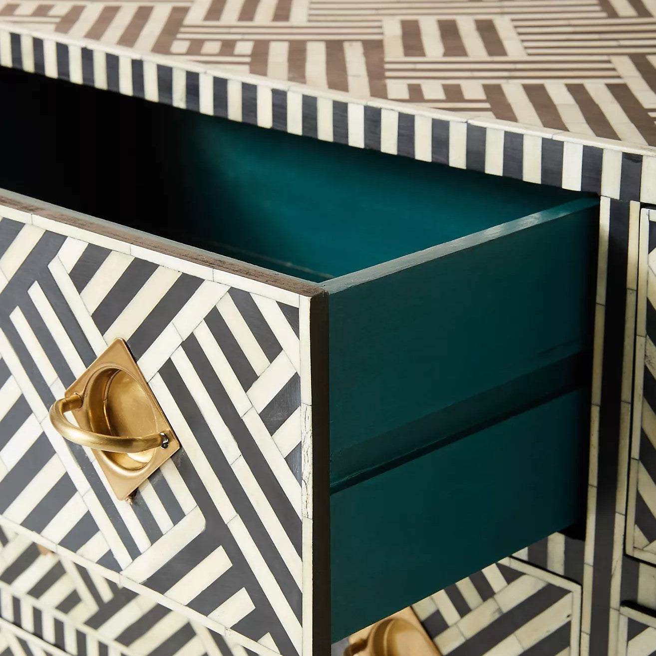 Modern grey chevron inlay cabinet
