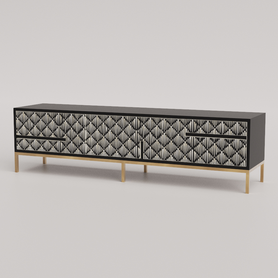 "Modern walnut media unit with sleek storage compartments for contemporary living rooms"
