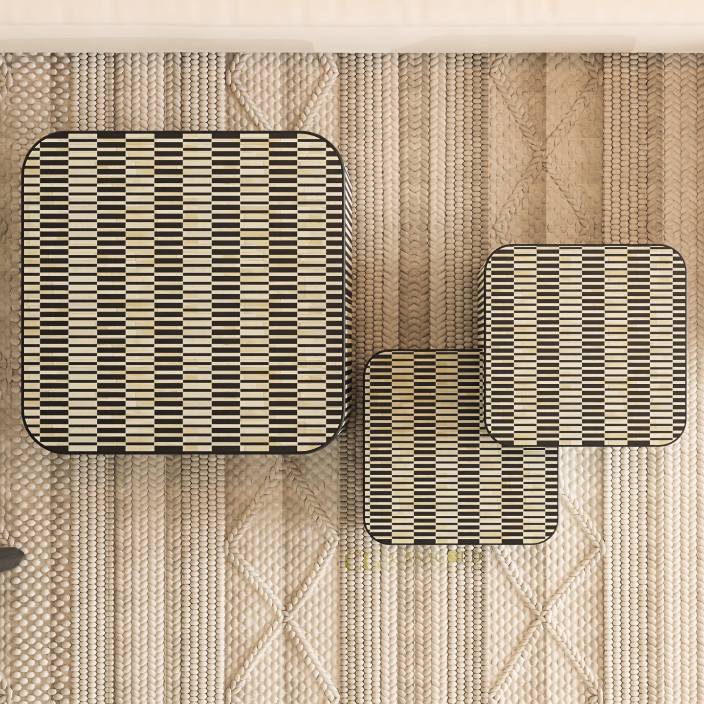Stylish square inlay coffee table centerpiece
