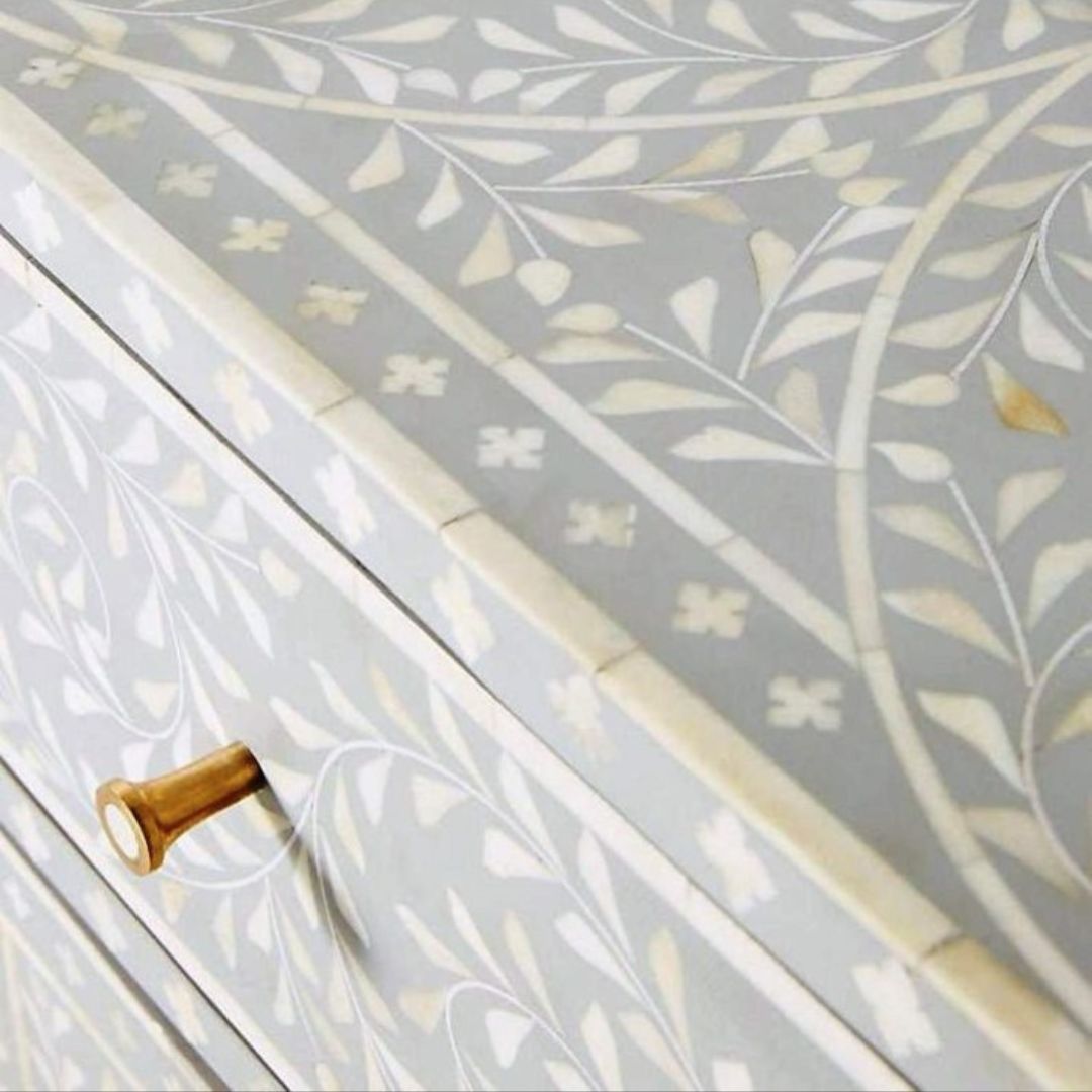 Monochrome cleo diamond-pattern inlay sideboard for sleek interiors.
