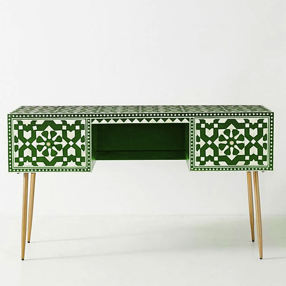 "Moroccan style inlay study desk featuring  and exotic detailing"
