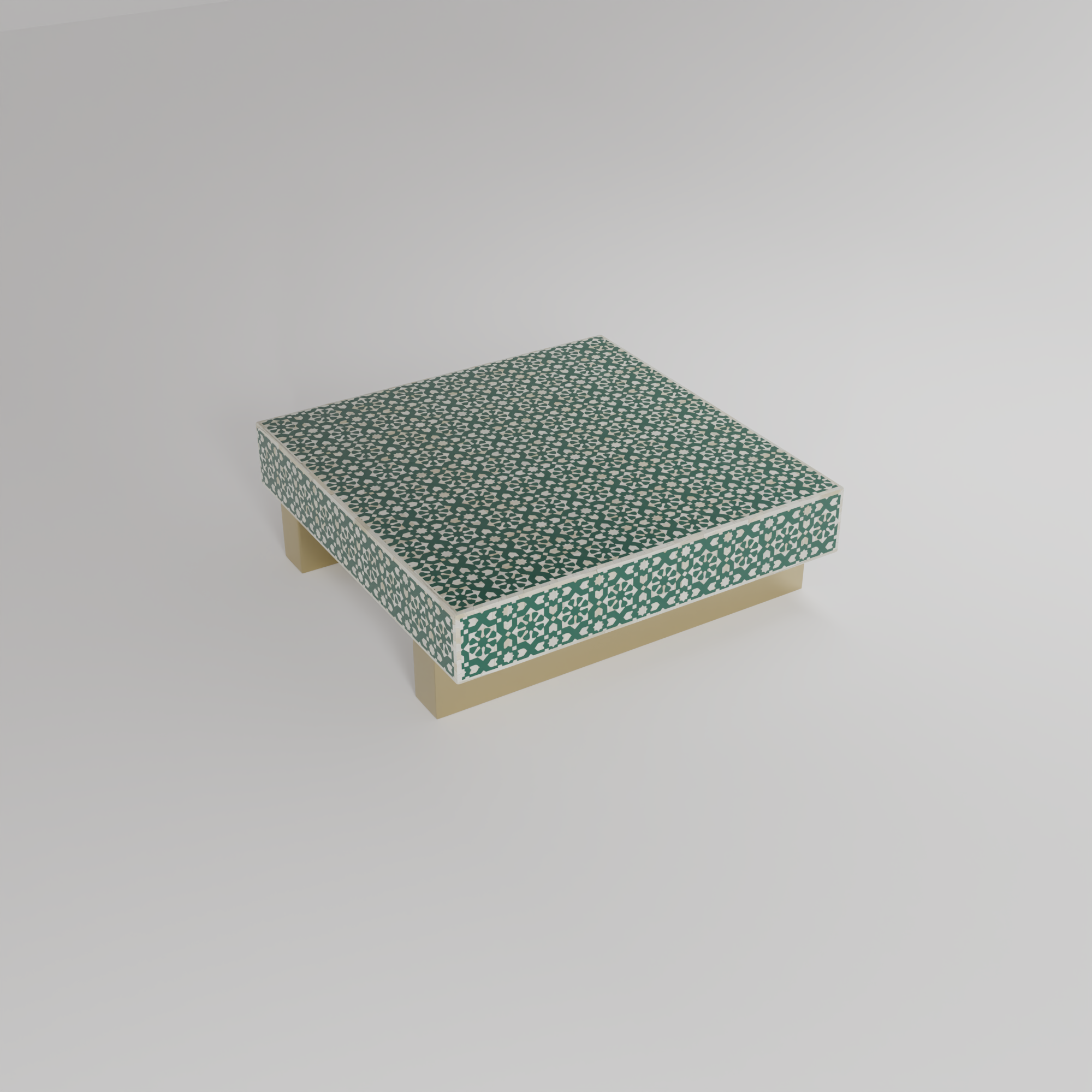 bone inlay square green coffee table