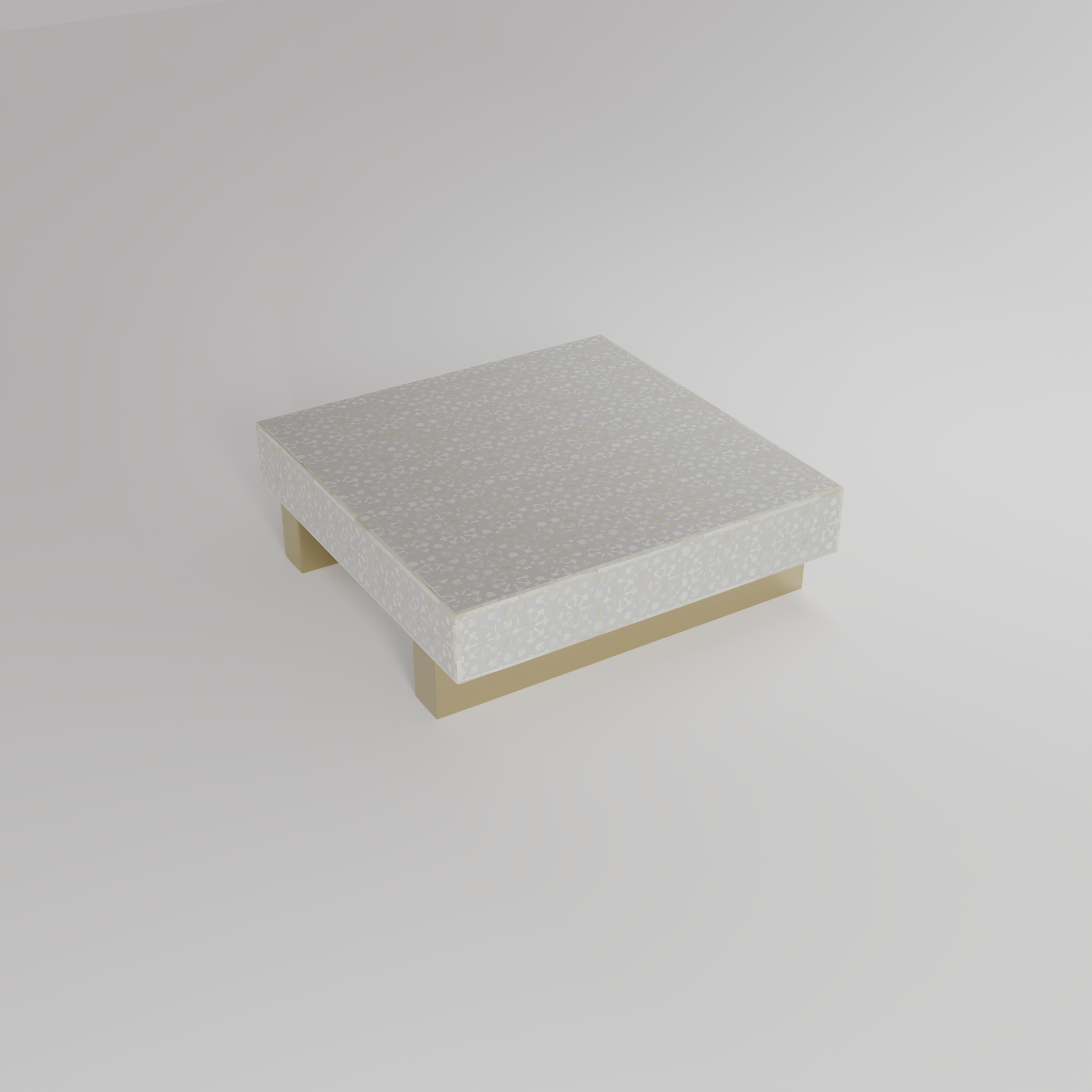 square inlay coffee table with golden base