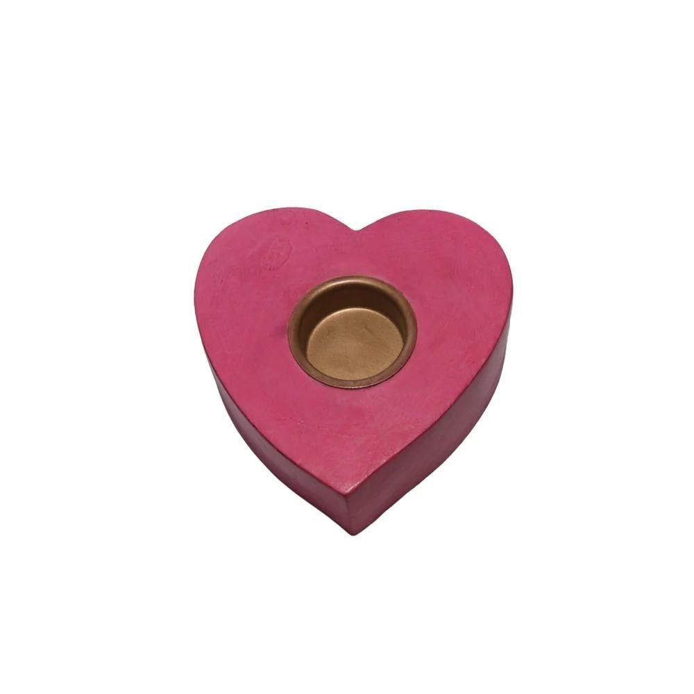 Natural Wood Hear Shape Candle Holder  for Eco-Friendly Decor	
