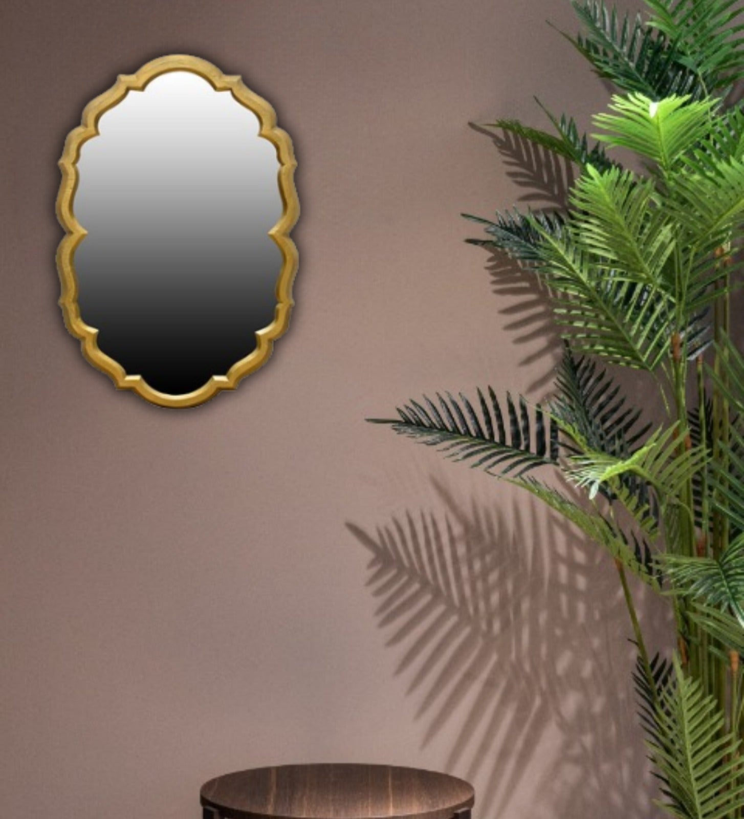 Oval Vintage Glass Mirror with Gold Frame	