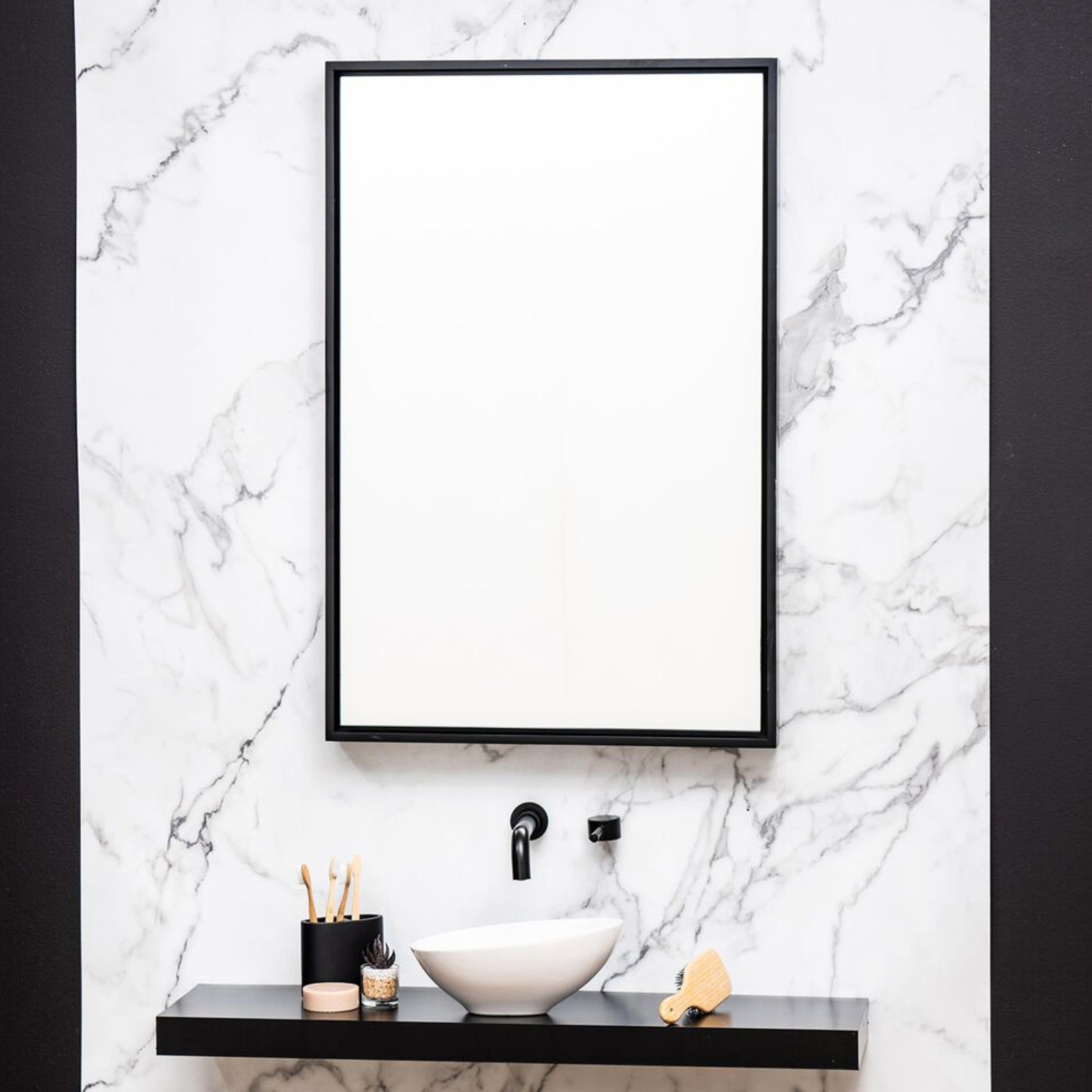 Oversized rectangular glass mirror for statement walls in metal Frame
