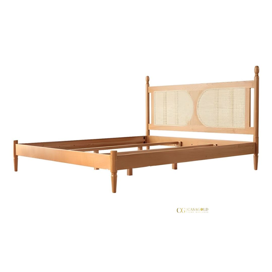 Premium rattan bed with stylish wooden design