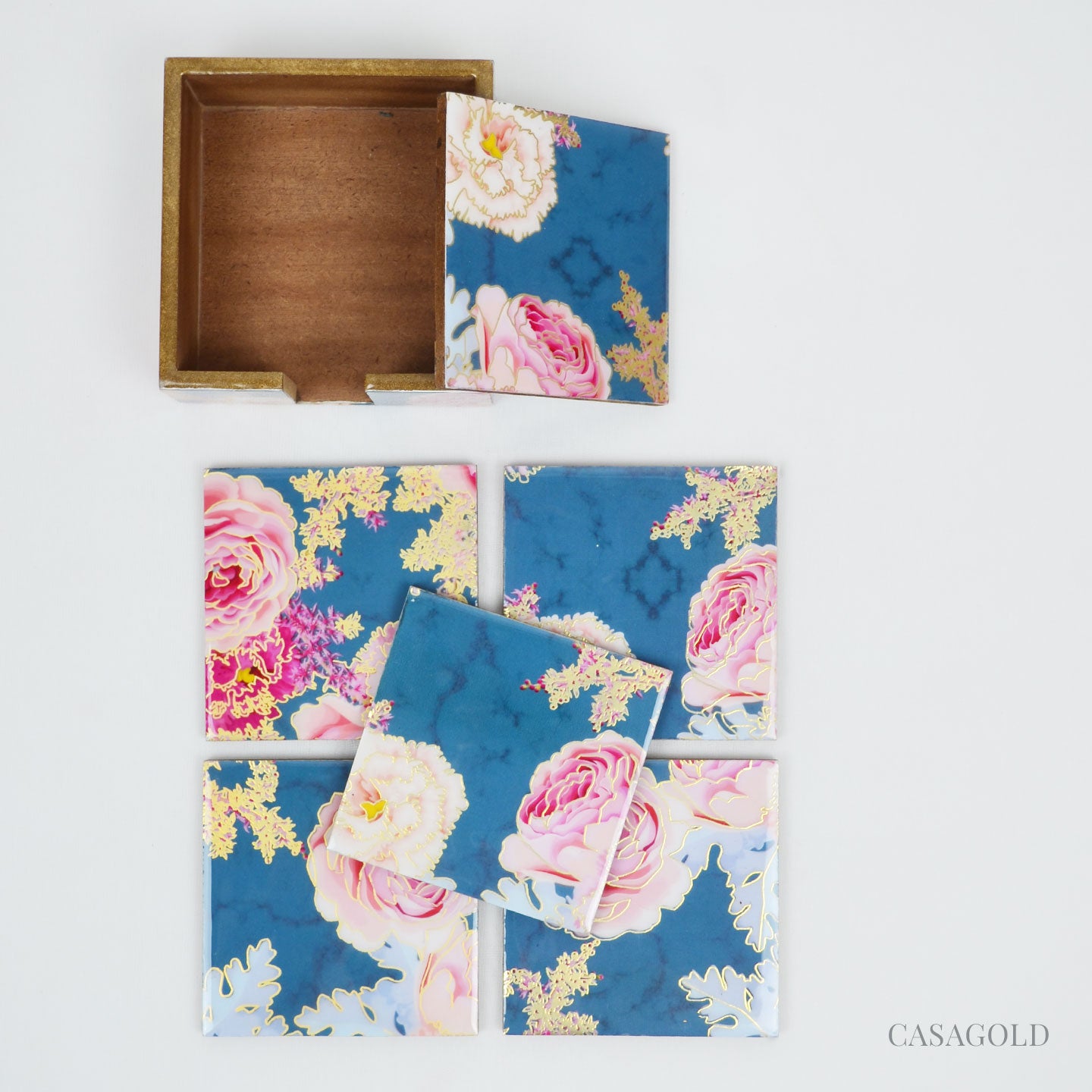 Premium handcrafted coaster and tissue box set
