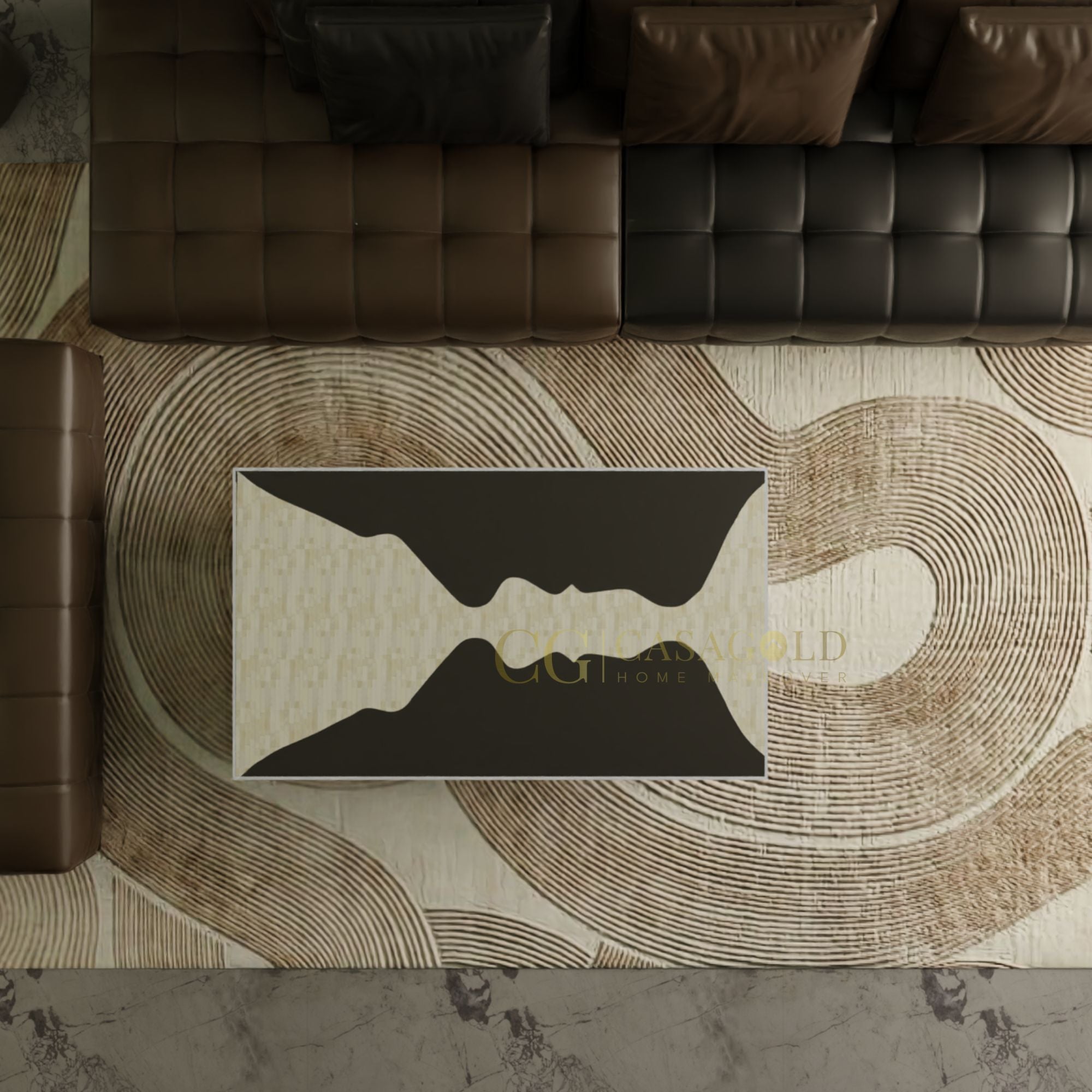 "Decorative rectangular coffee table with stunning bone inlay details"
