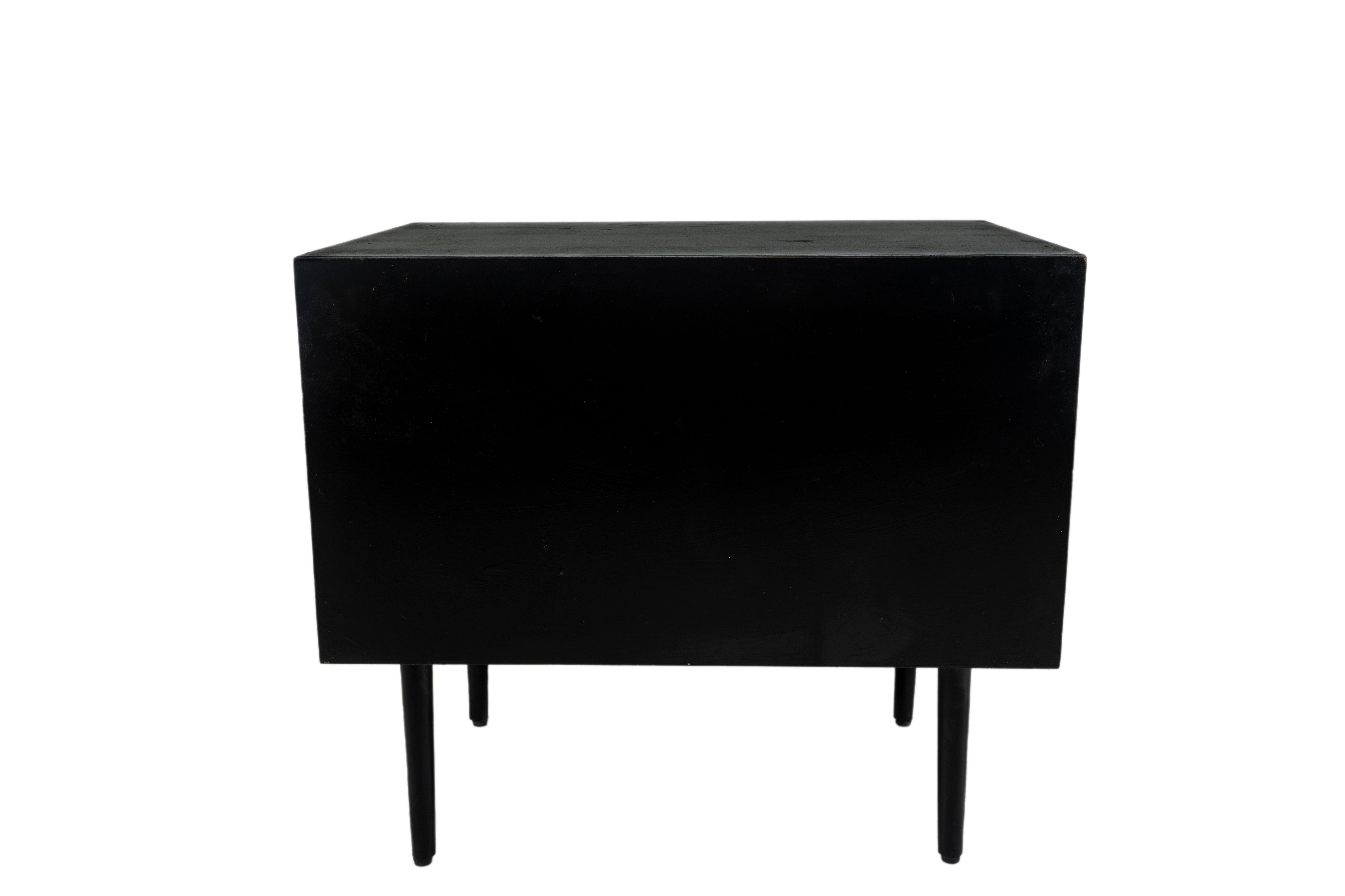 Rectangular bone inlay bedside table with durable gold legs"
