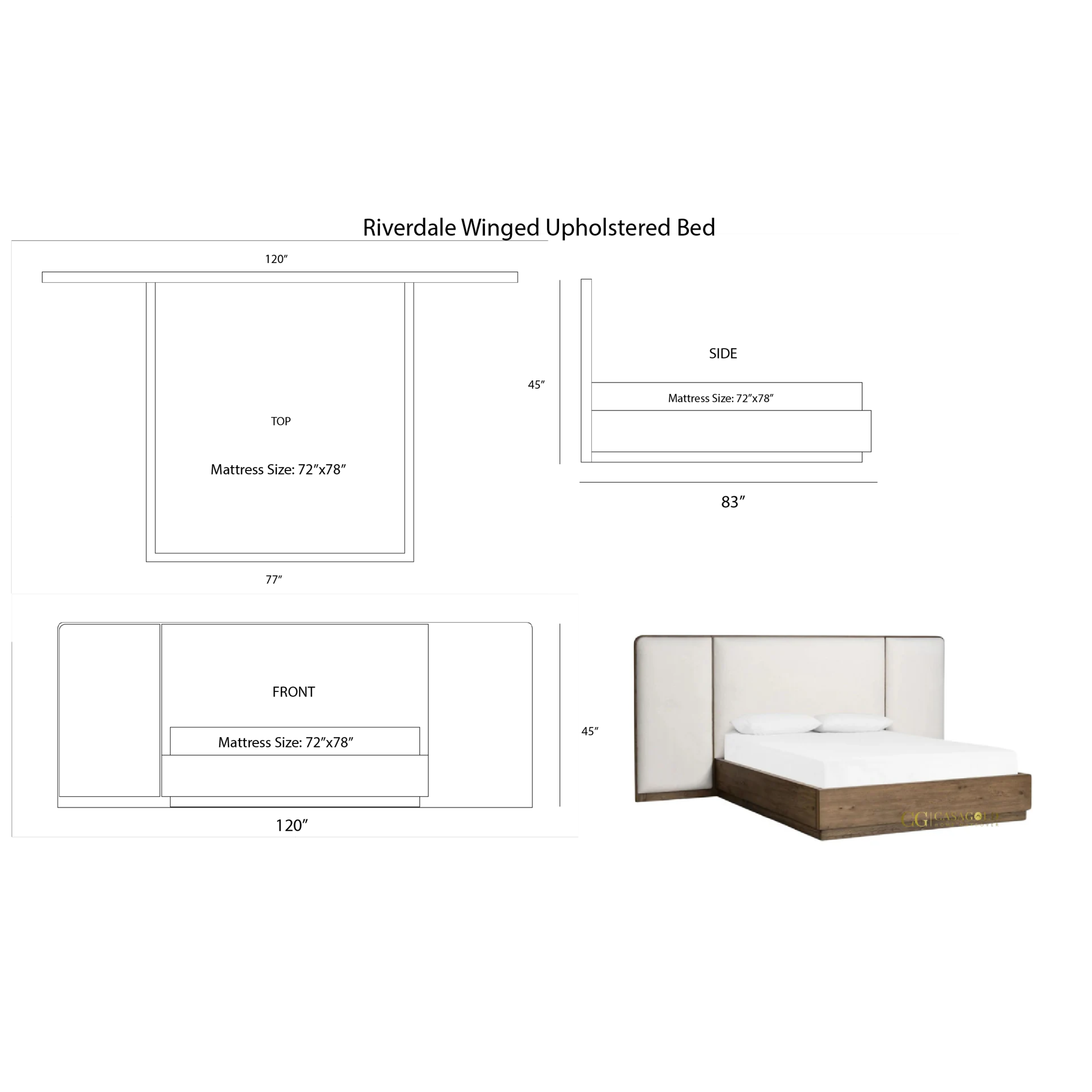 Riverdale Winged Upholstered Bed