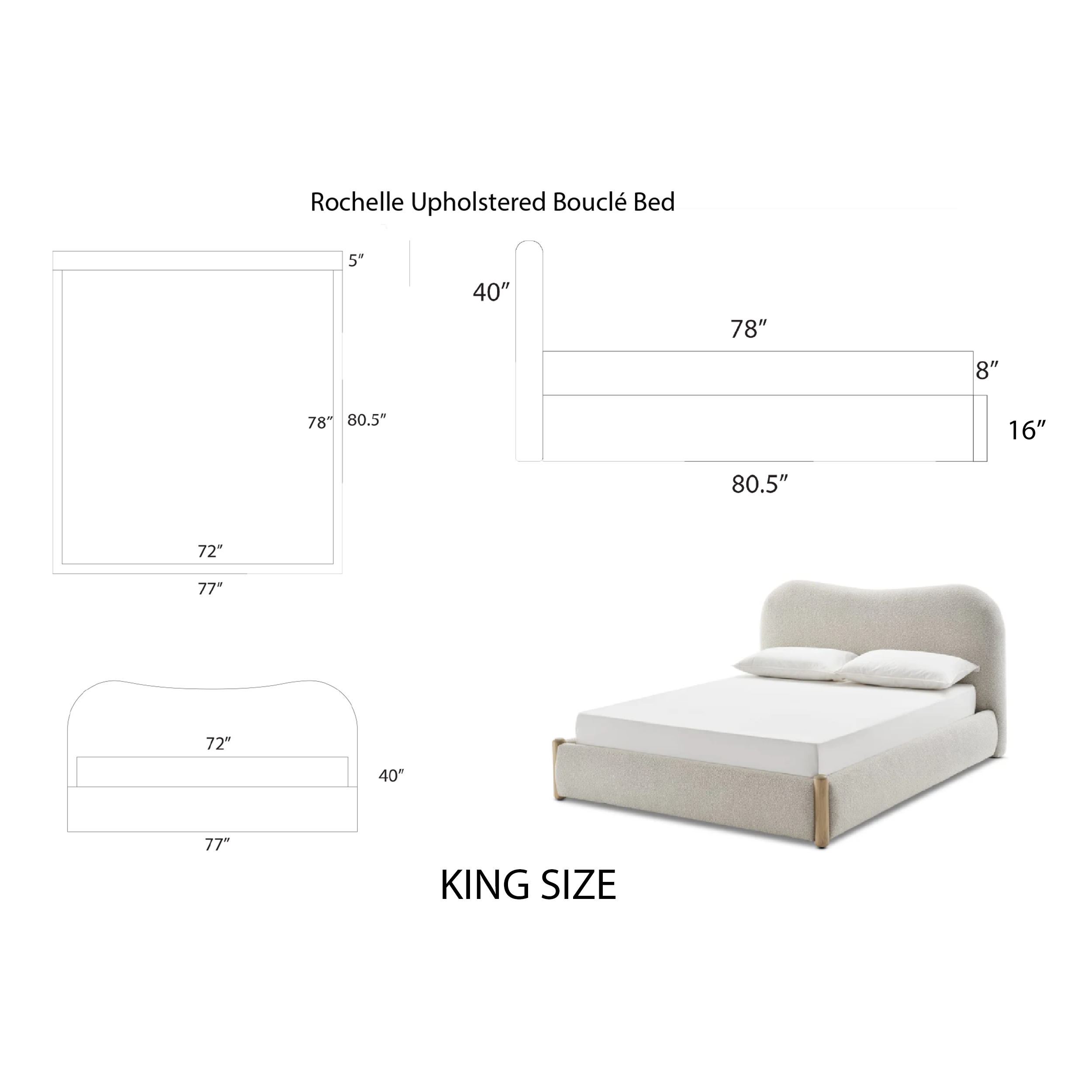 Rochelle Upholstered Bouclé Bed