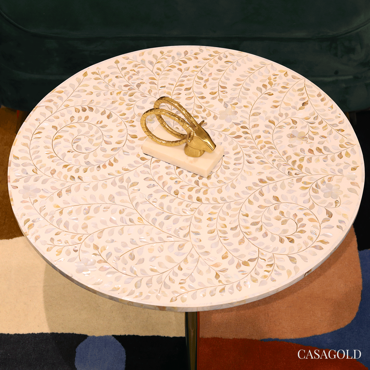 Round Bone Inlay Coffee Table for Unique Style
